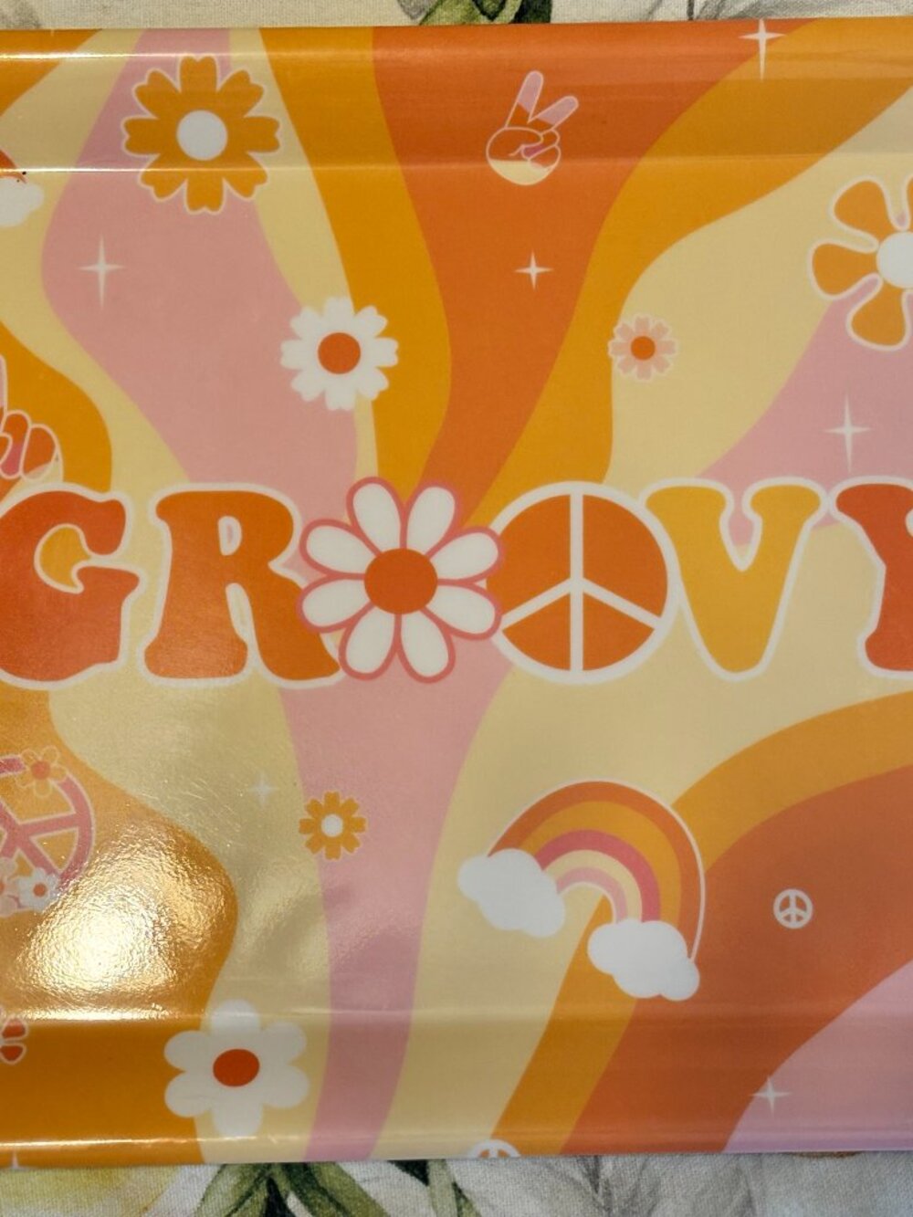 Three "Groovy" Plastic Serving Trays. Excellent Condition